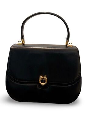 Vintage Gucci Black Leather Crossbody Bag Horsebit Clasp Classic Design Handbag